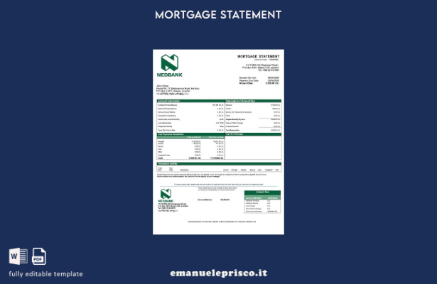 stile verificato Lesotho Nedbank Lesotho estratto conto mutuo Modello Word e mod